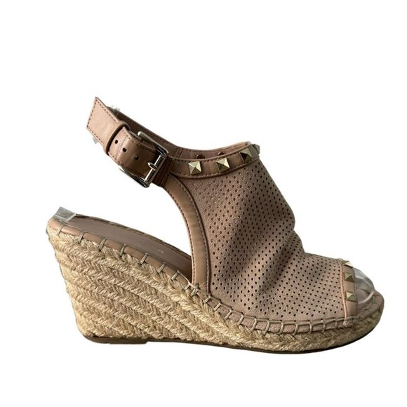 Marc Fisher Senton Suede Espadrille Studded Tan Wedges Sandals Size 7.5 - Picture 14 of 14